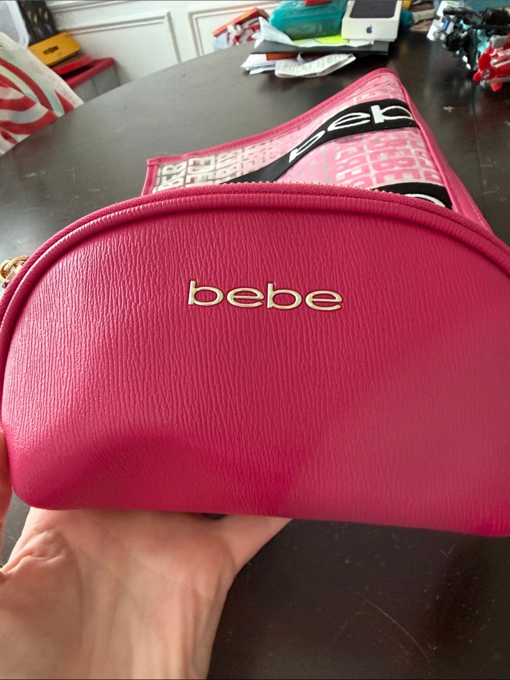 bebe Pink Clear Logo Tote with Removable Pink Pouch - Picture 5 of 5